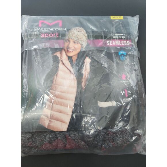 New Maidenform Sport Thermal Seamless Mock Zip Top Women’s M Winter Outdoor Warm - Picture 2 of 4